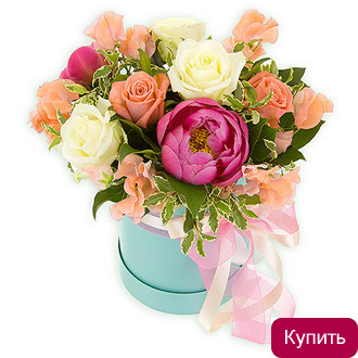 цветы в коробке Ева